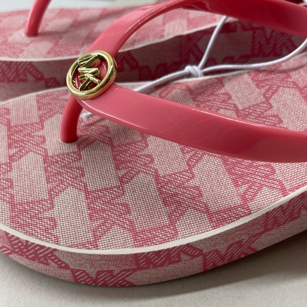(new+tag) Michael Kors Bedford sandals wedges pink monogram size 8 - Picture 2 of 11
